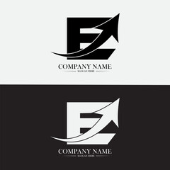 Finance Logo With E Letter Concept – Marketing and Financial Business Logo With Growth Arrow