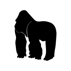 Gorilla silhouette upright in posture