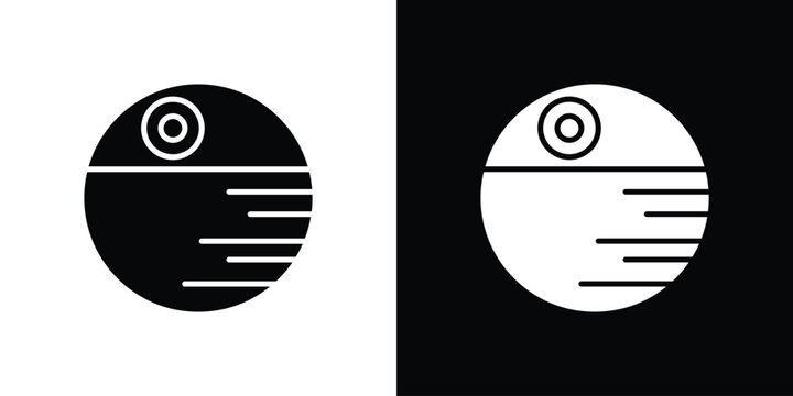 Death star icon design. Black flat style sign for mobile concept