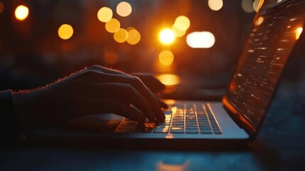 Business audit concept: Businessman using laptop to audit and evaluate corporate financial statements within an organization.