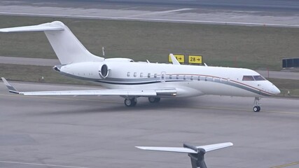 business airplane private jet seen taxiing taxiway airport reflects intersection travel transport vip executive experiences for millionaires luxury millionaire lifestyle  - Powered by Adobe