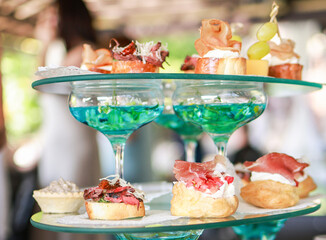 Appetizers with meat and bacon.