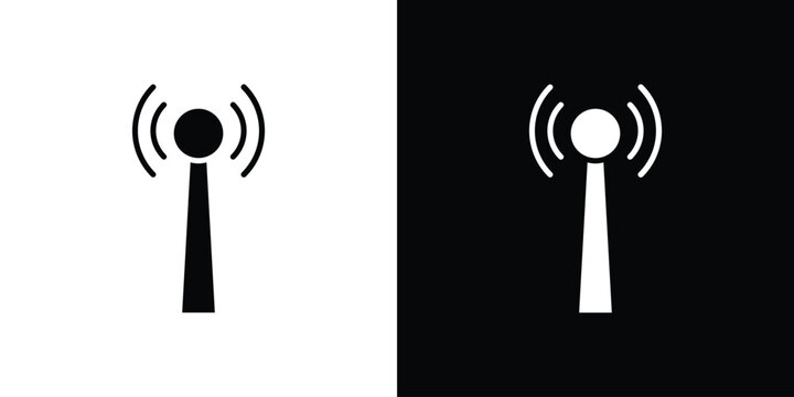 Antenna icon design. Black flat style sign for mobile concept