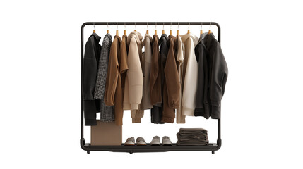  Sweaters and Hoodies on Clothing Rack, Transparent Background