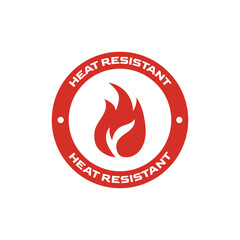 Heatproof Red Stamp Label with Fire and Temperature Icon