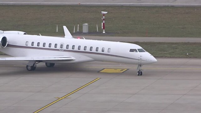 private jet turning into stands while taxiing fbo fractional ownership model wealthy millionaire lifestyle associated business trip transport travel luxury aviation 