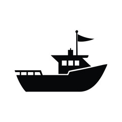 Black vector silhouette of various ships and boats, including fishing, cargo, and cruise vessels, isolated on water for nautical transportation illustration a bold stylized minimalist silhouette of 