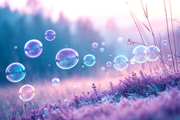 Soft floating pastel bubbles forming a dreamy abstract background