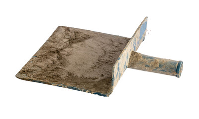 Used Plastering Trowel with Dried Cement &ndash; Construction Hand Tool Isolated