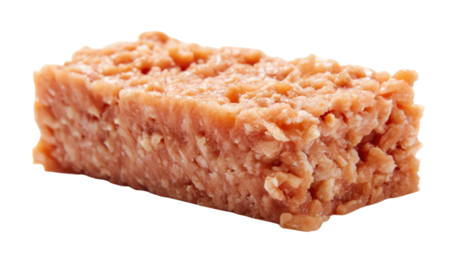 Organic meat substitute block on a white isolated background, perfect for vegetarian and vegan recipes.