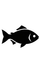 Fototapeta premium Black Silhouette of a Fish on White Background Simple Aquatic Animal Icon