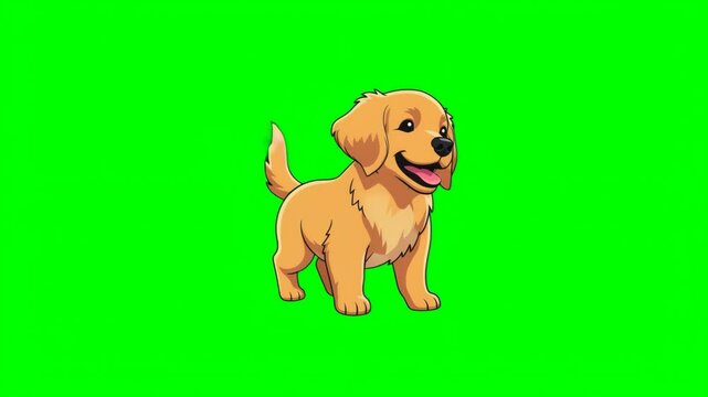 Pixel Art Golden Retriever Puppy on Green Screen