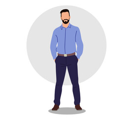 Vector illustration of a successful businessman in a suit standing.
