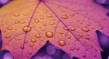 Obraz premium Jeweled maple leaf in vibrant light