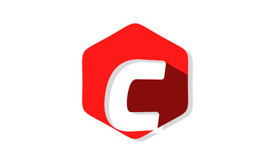 Letter c alphabet in polygon design vector