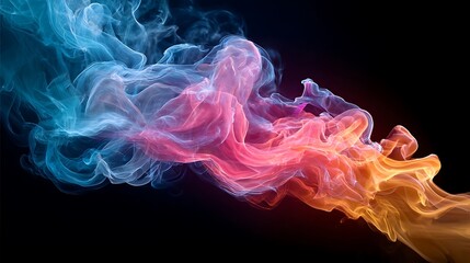 Obraz premium Abstract colorful smoke swirls flowing dynamically on black background