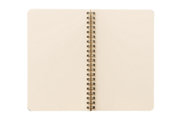 Open Blank Spiral Notebook - Stationery and Education - Copy Space for Notes Isolated transparent background 