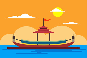 traditional balinese boat jukung at jimbaran beach