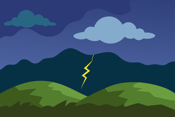 thunderstorm over distant hills
