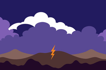 thunderstorm over distant hills