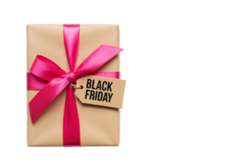 Black Friday Gift Box: Elegant Kraft Design with Festive Ribbon and Tag