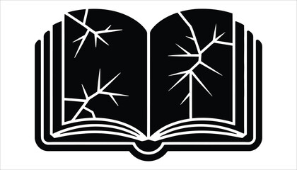 Cracked Open Book Silhouette Vector Design