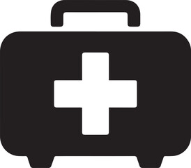 Red cross first aid kit icon button symbol for health emergency medical illustration