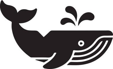 Majestic Whale Illustration A Minimalist Aquatic Icon with Splashing Water Feature