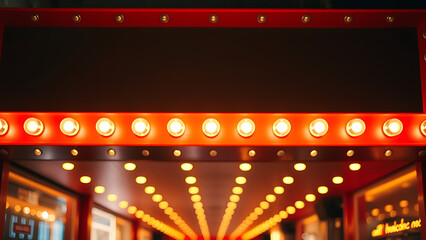 Blank marque red frame with light bulbs