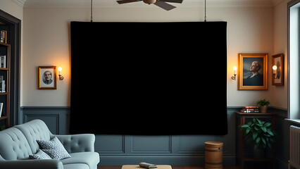 Blank mock up poster and canvas in vintage interior background