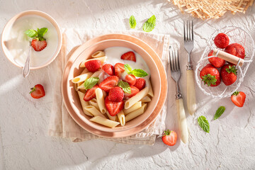 Sweet and homemade pasta with strawberries at Wimbledon.