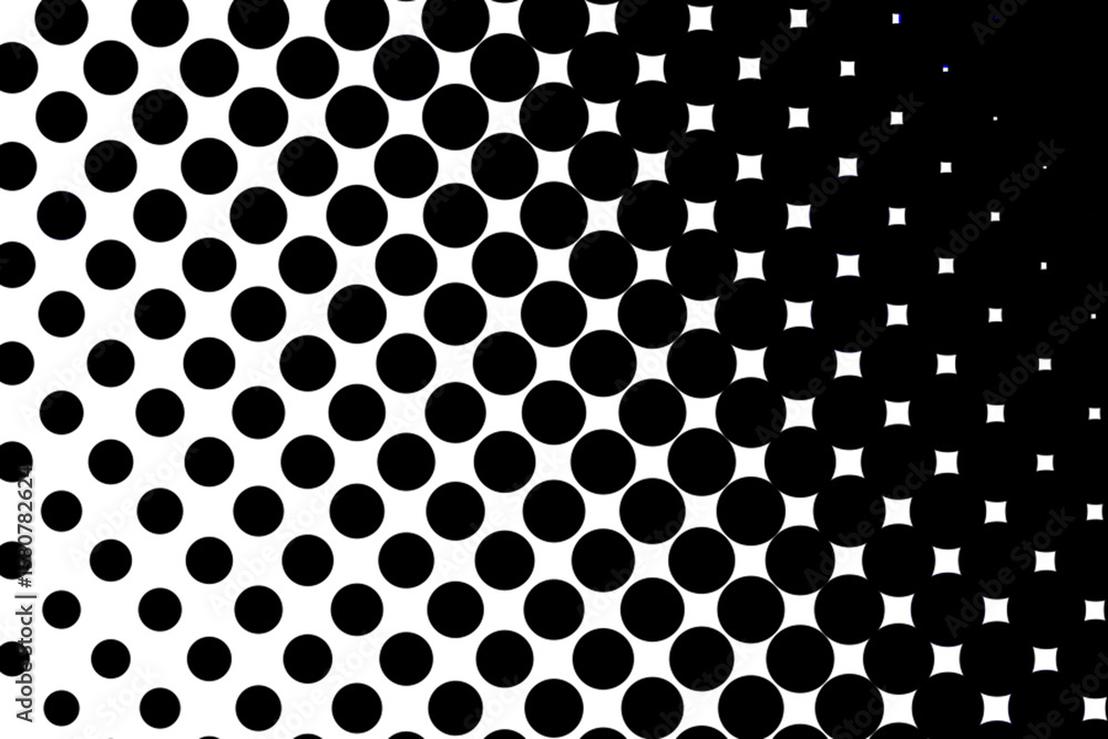 Poster big dotted halftone gradient texture. vanishing polka dot background. repeating dots gradation patte
