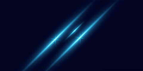 Naklejka premium Futuristic dark background with glowing blue diagonal light streaks
