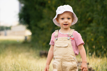 child spends time in the village in summer.