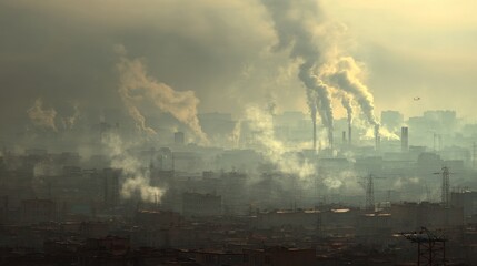 Air pollution in urban areas due to factory emissions contributing to poor air quality