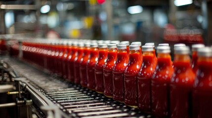 The comprehensive process of ketchup production  from tomatoes to bottled condiments