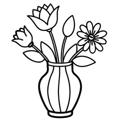 Cylindrical vase filled with vibrant cosmos and delicate tulips