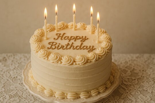 Elegant vanilla birthday cake celebration