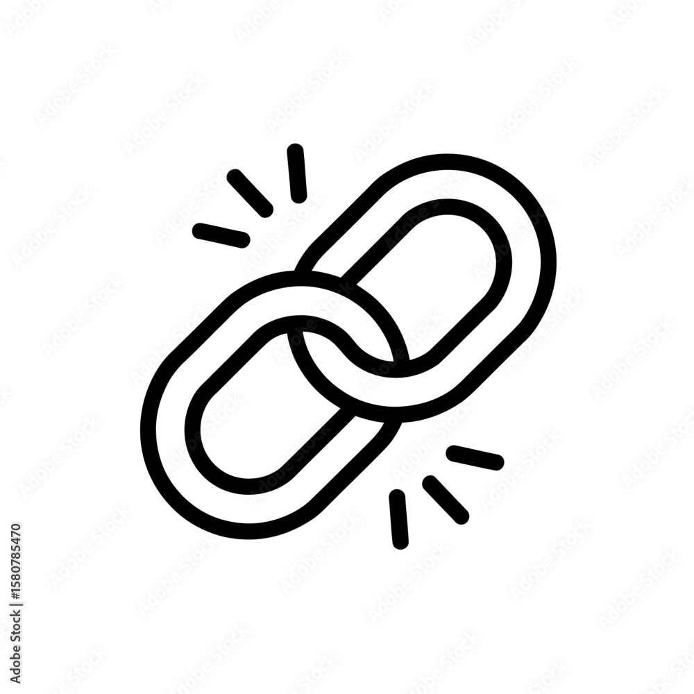 Poster broken chain link icon representing a weak connection or disconnection