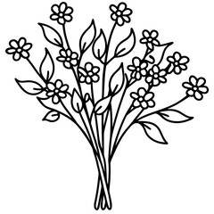 Delicate linear floral bouquet with small blossoms in a soft artistic style