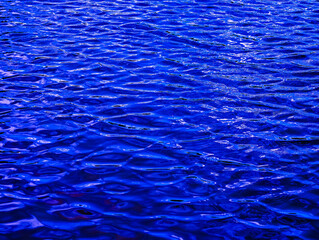 Textured Close-Up of Deep Blue Water Surface, Capturing Reflections and Ripples in Sunlight, Perfect for Abstract Liquid Texture Background for Wallpapers, Web Design, Marketing, Social Media