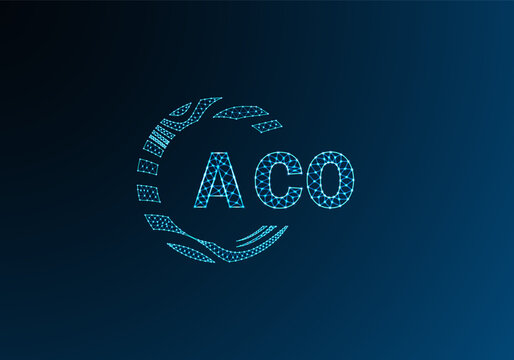ACO low poly letter logo vector design. ACO lower poly logo design. ACO unique low poly logo design.