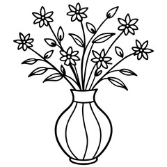 Decorative bud vase filled with colorful wildflowers on a white background