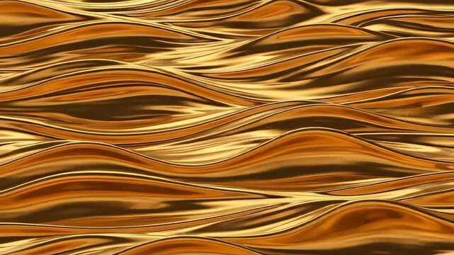 Golden Liquid Waves Abstract Background