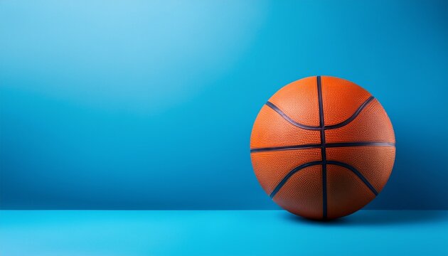 basketball on blue background with copy space sport and health concept