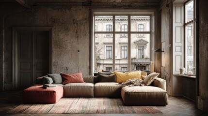 Fototapeta premium Modern Sofa Interior Design, Living Room Decor, Home Style