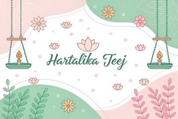 Happy Hartalika Teej illustration for social media