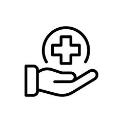 Hand holding a medical cross symbol representing healthcare and support