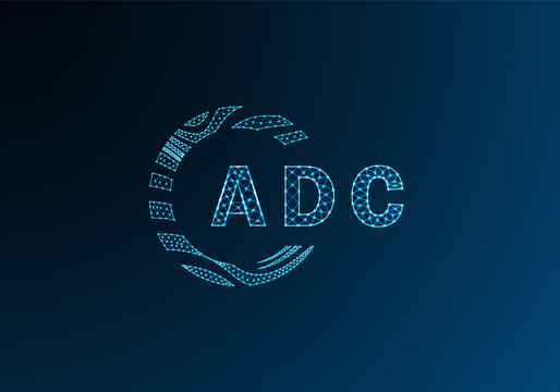 ADC low poly letter logo vector design. ADC lower poly logo design. ADC unique low poly logo design.