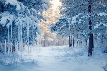 Enchanting winter wonderland in a pine forest cove gigapixel standard imagery majestic nature landscape serene environment tranquil viewpoint